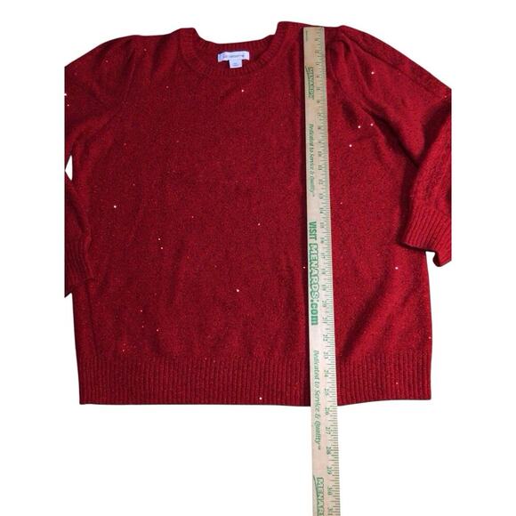 Liz Claiborne Sequin Red Sweater Size 0X - Picture 9 of 10